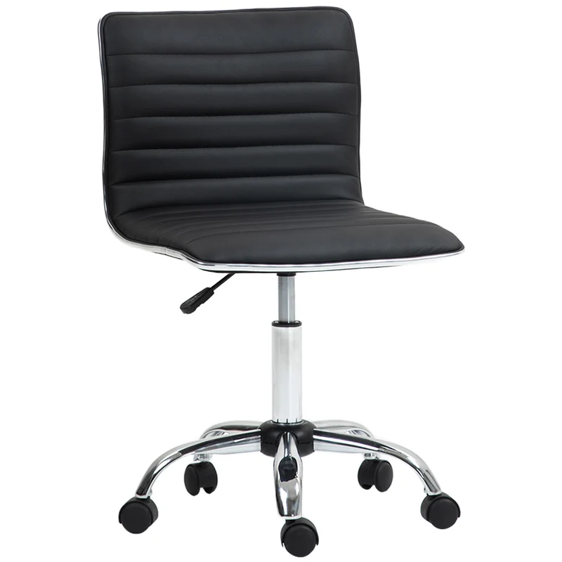 EasyComfort Sedia da Ufficio Ergonomica in Pelle PU con Altezza Regolabile, Seduta Girevole e Ruote, Nero