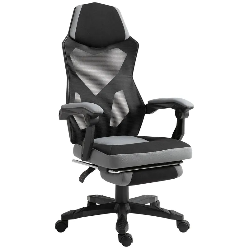 EasyComfort Sedia da Ufficio Ergonomica con Schienale Reclinabile, Poggiapiedi Retrattile, Altezza Regolabile, Grigio