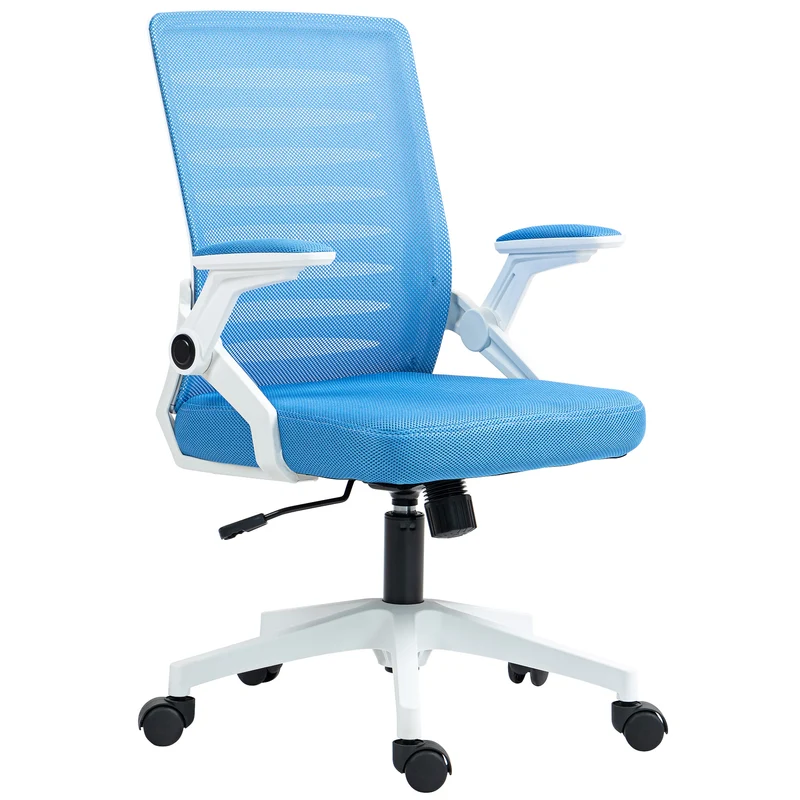 EasyComfort Sedia Ergonomica Girevole ad Altezza Regolabile con Braccioli, 54x54x89-99 cm, Bianca e Azzurra