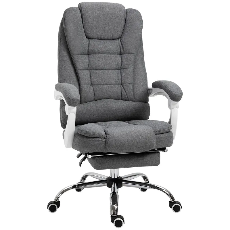 EasyComfort Sedia da Ufficio Reclinabile con Poggiapiedi Retrattile e Schienale Alto in Tessuto, Grigio