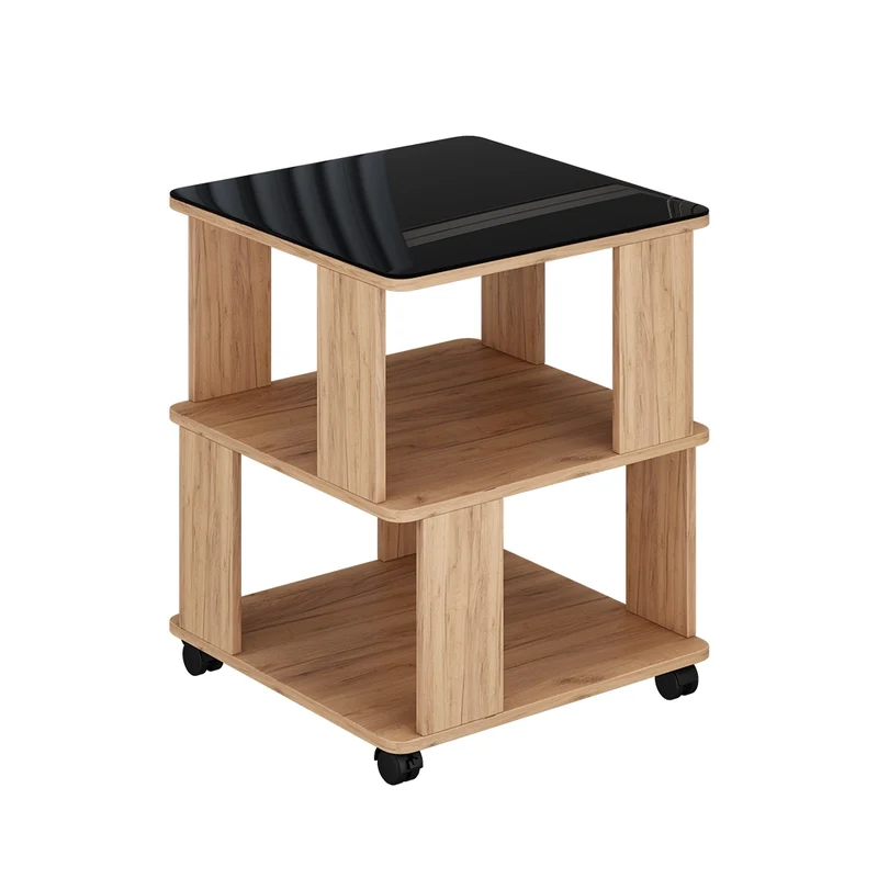 Tavolino Velito Rovere dorato/Nero 50 x 50 cm Vicco