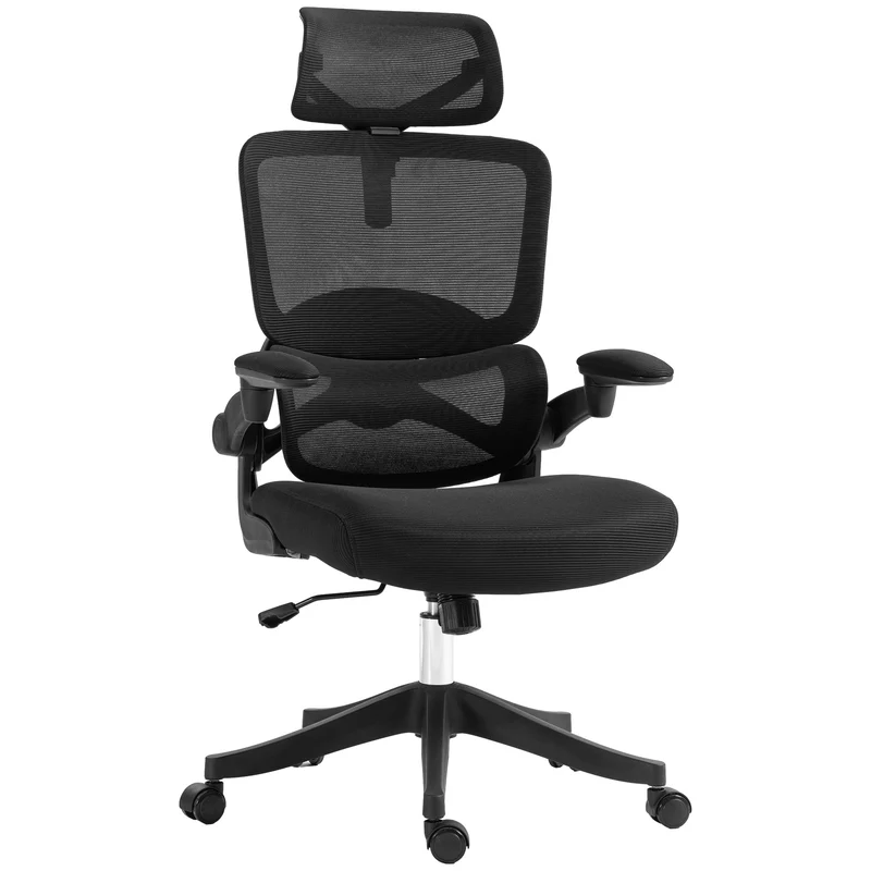 EasyComfort Sedia da Ufficio ad Altezza Regolabile con Inclinazione e Supporto Lombare, 62x58x120-133 cm, Nera