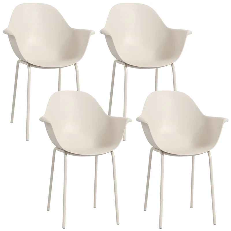 EasyComfort Set 4 Sedie in Plastica con Piedini Antiscivolo, 59x55x84 cm, Grigio