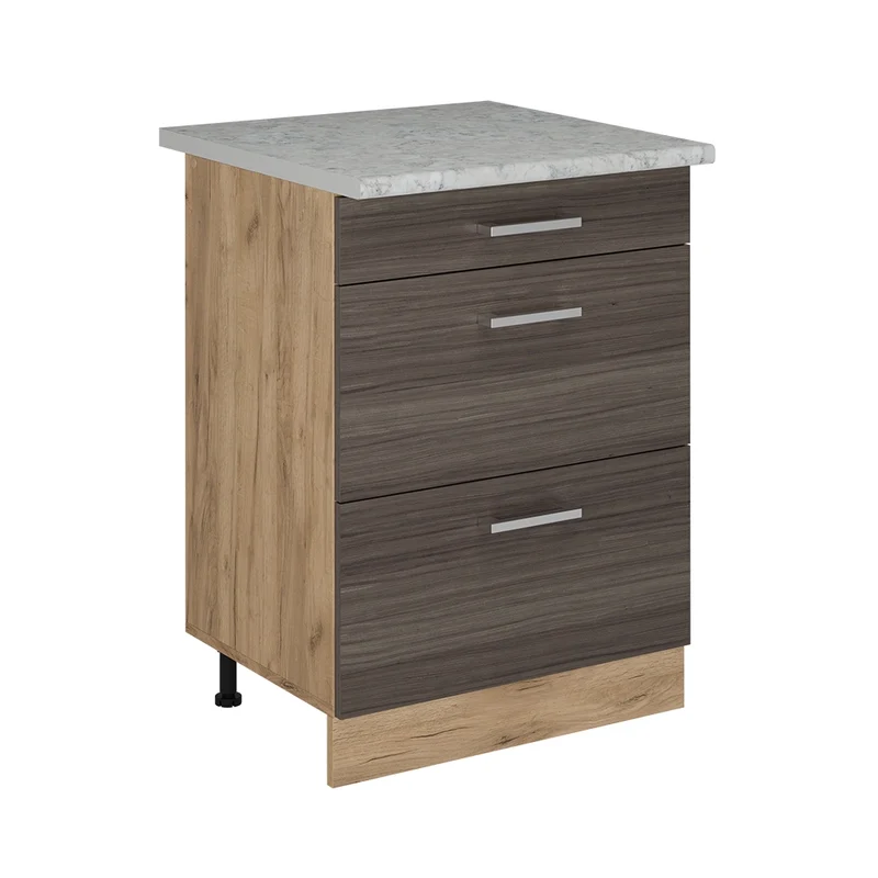 Mobiletto base per cucina R-Line Grigio nobile/Rovere dorato 60 cm PL Marmo Vicco