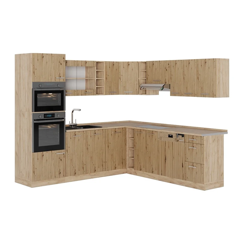 Cucina angolare completa R-Line Rovere artigianale/Rovere dorato 247 x 237 cm, PL Rovere Vicco