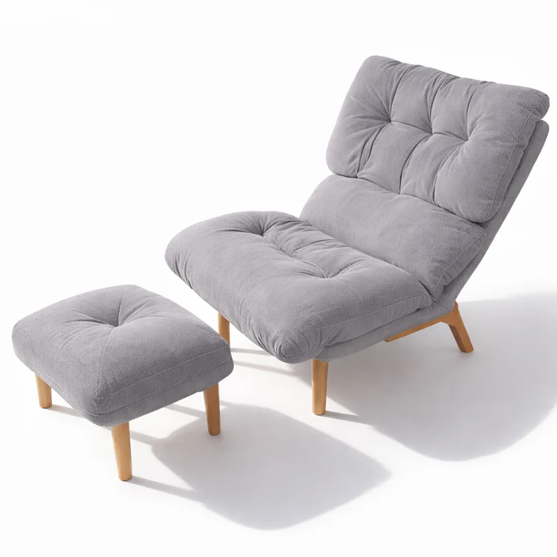 Poltrona Reclinabile con Poggiapiedi Imbottita Alta Densità Seduta Ergonomica Grigio