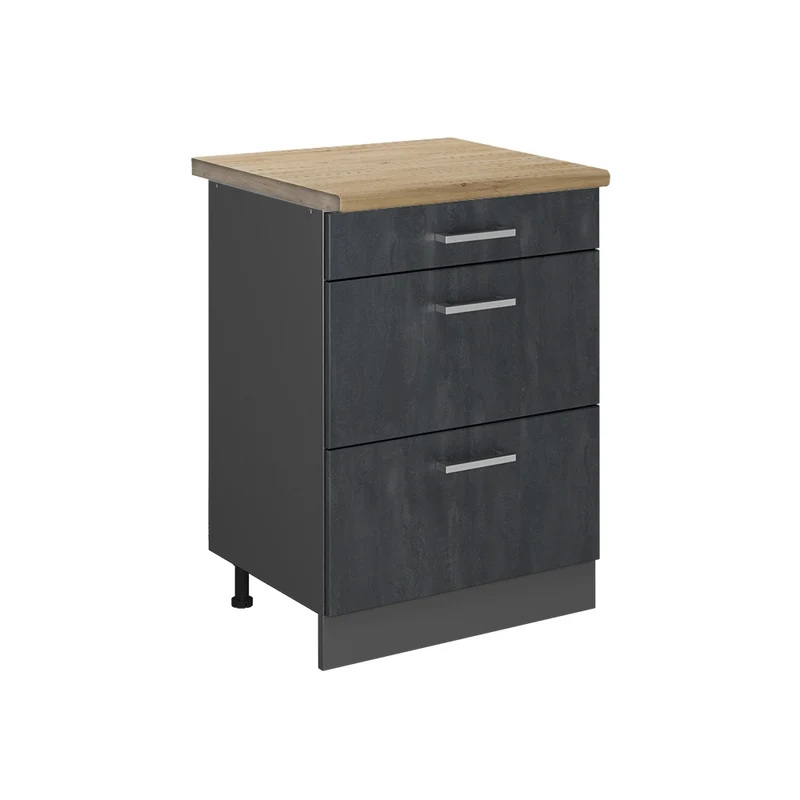 Mobiletto base per cucina R-Line Calce nera/Antracite 60 cm PT Rovere Vicco