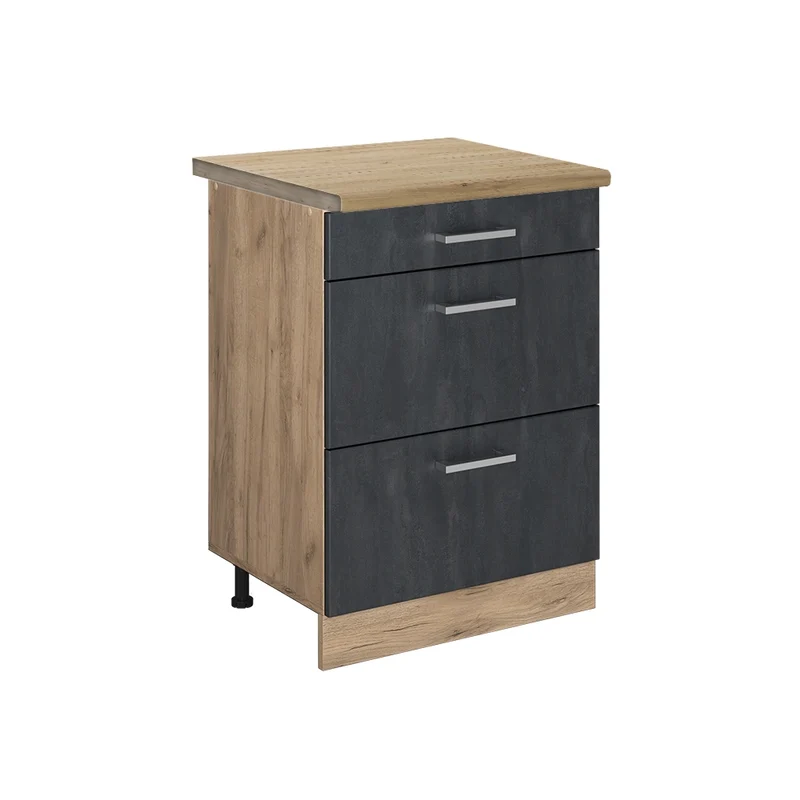 Mobiletto base per cucina R-Line Calce nera/Rovere dorato 60 cm PL Rovere Vicco