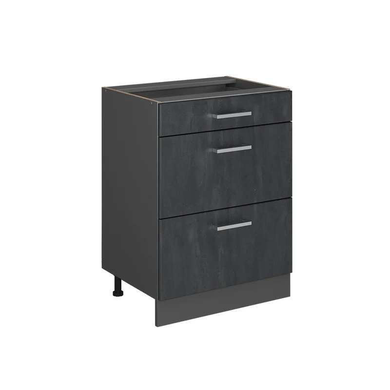Mobiletto base per cucina R-Line Calce nera/Antracite 60 cm senza piano di lavoro Vicco