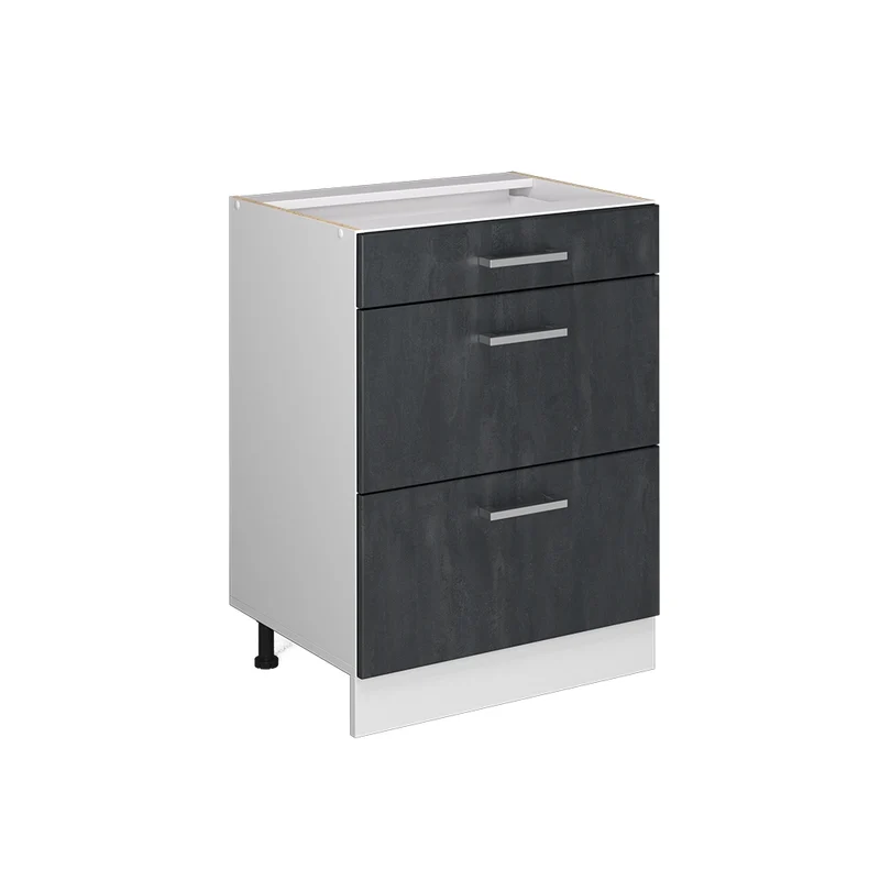 Mobiletto base per cucina R-Line Calce nera/Bianco 60 cm senza piano di lavoro Vicco