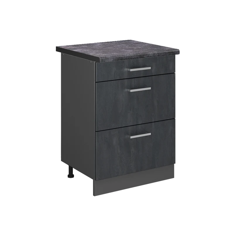 Mobiletto base per cucina R-Line Calce nera/Antracite 60 cm PL Antracite Vicco