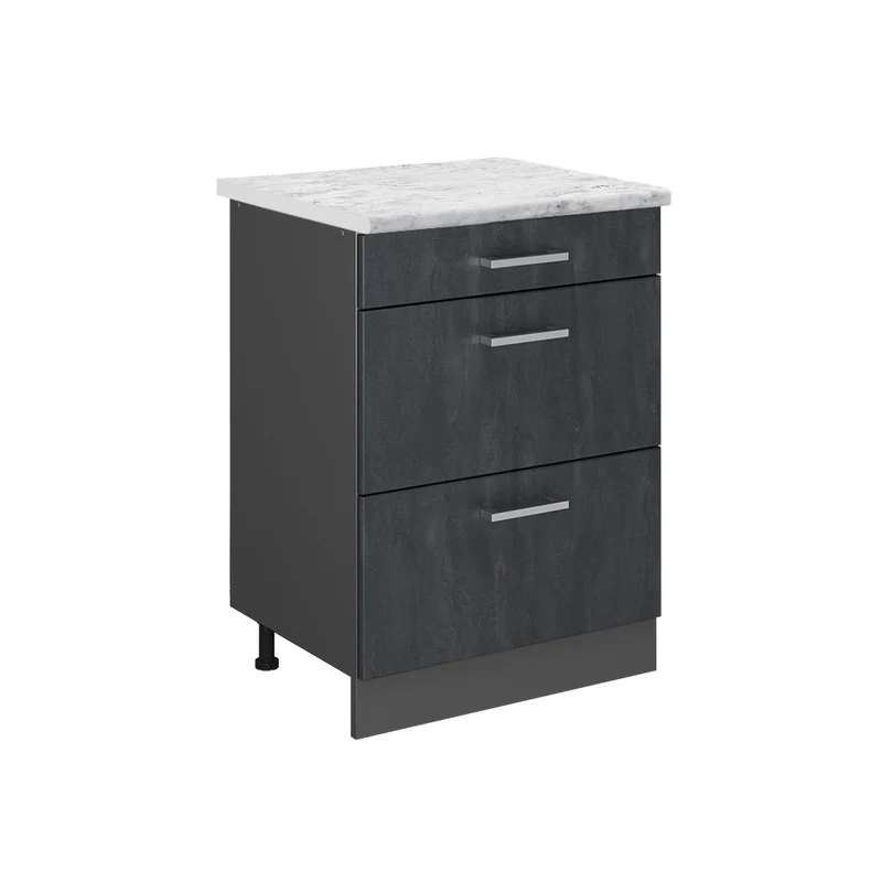 Mobiletto base per cucina R-Line Calce nera/Antracite 60 cm PL Marmo Vicco