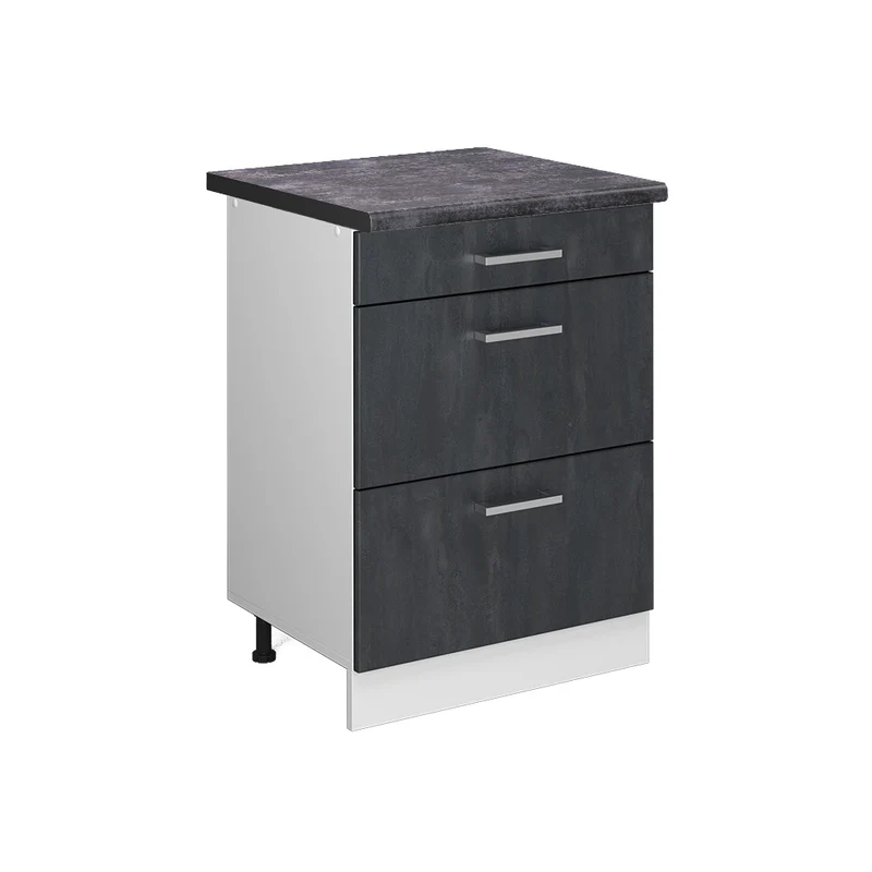 Mobiletto base per cucina R-Line Calce nera/Bianco 60 cm PL Antracite Vicco