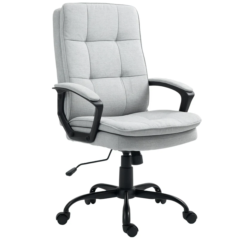 Sedia da Ufficio Ergonomica 63x70x102-112 cm Altezza Regolabile e Dondolo Grigio
