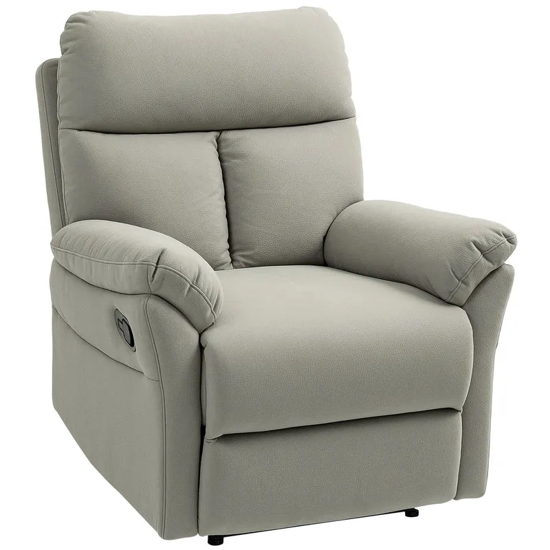 Poltrona Reclinabile 140° con Poggiapiedi 84x91x102 cm in Microfibra Grigio
