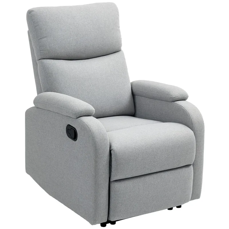 Poltrona Reclinabile Manualmente a 60° 69x91,5x103 cm con Poggiapiedi Extra Imbottita in Tessuto Grigio