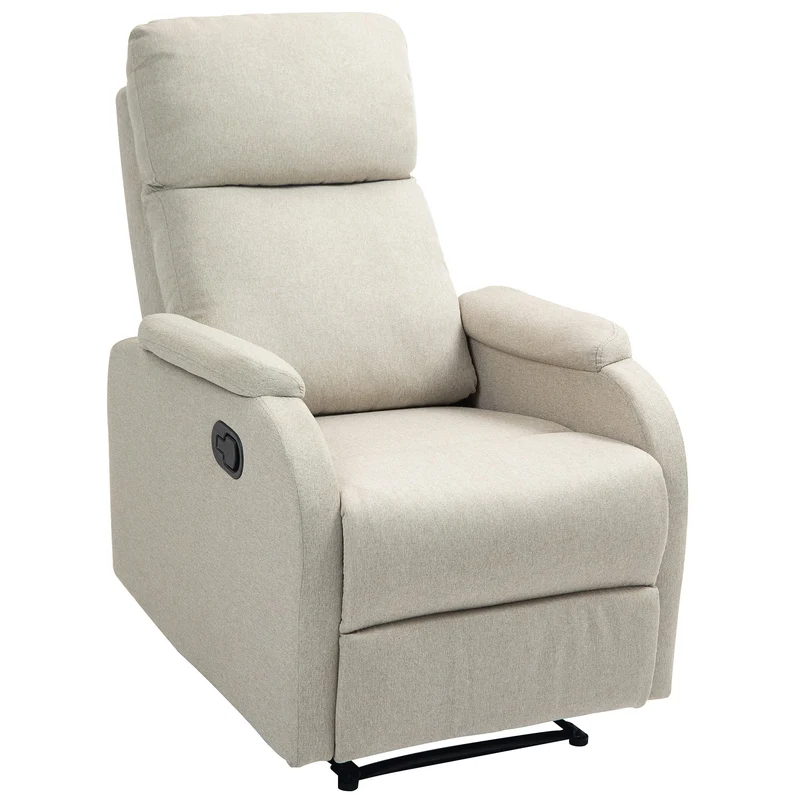 Poltrona Relax Reclinabile Manuale con Poggiapiedi Beige