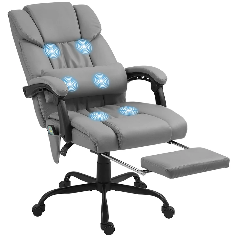 Sedia Operativa da Ufficio Massaggiante e Reclinabile 66x75x112-122 cm Grigio