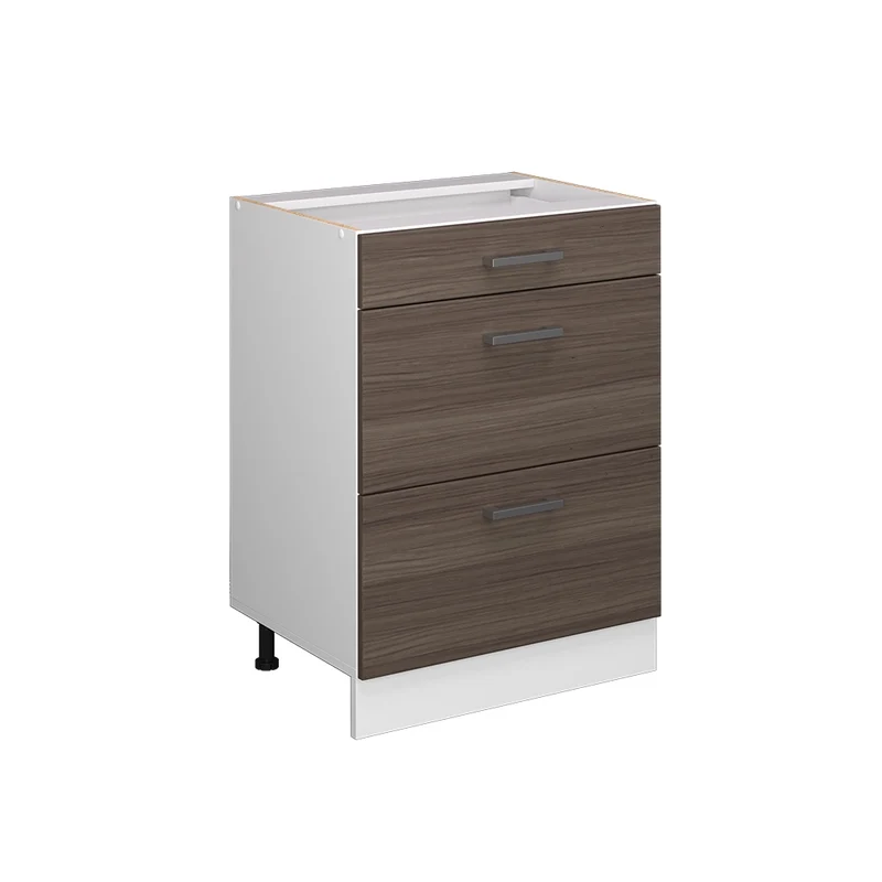 Mobiletto base per cucina R-Line Grigio nobile/Bianco 60 cm con cassetti, senza piano di lavoro Vicco