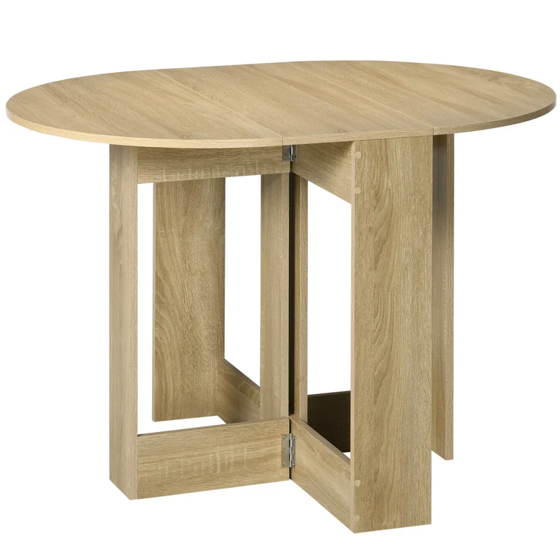 EasyComfort Tavolo Pieghevole da Pranzo a 2 Ribalte, Tavolo Consolle in Legno Salvaspazio, Rovere