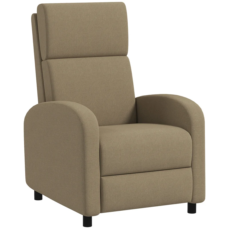 Poltrona Relax 64x86x102 cm Reclinabile Manualmente a 160° con Poggiapiedi in Tessuto Effetto Lino Beige