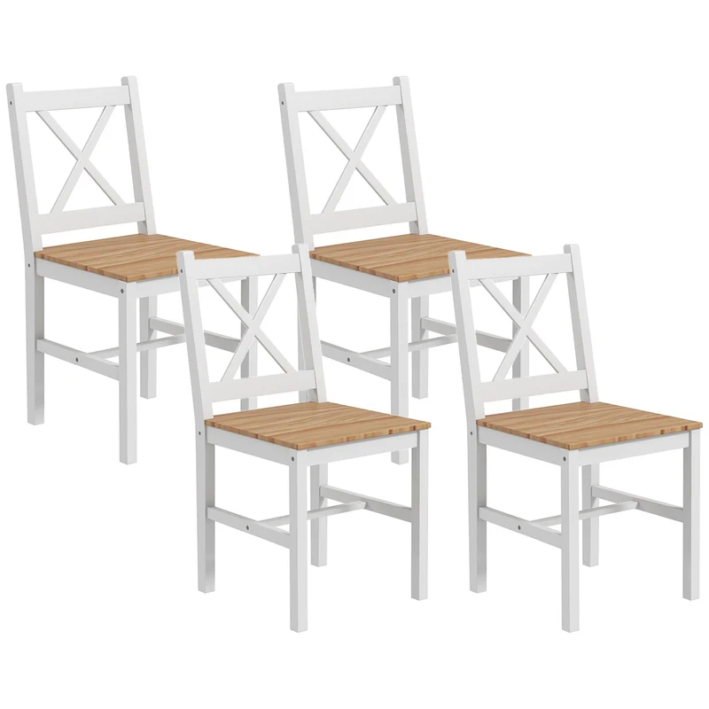 EasyComfort Set 4 Sedie per Cucina e Soggiorno con Schienale a Croce, in Legno di Pino, 41x46.5x86 cm