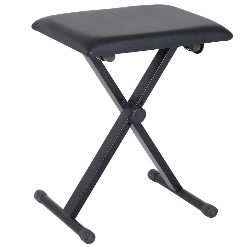 Easycomfort Panca per Pianoforte Imbottita Altezza Regolabile Pieghevole Antiscivolo, Nero, 39x29x47cm