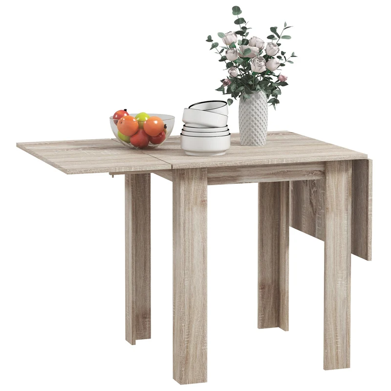 EasyComfort Tavolo a Ribalta per 4 Persone max Impermeabile e Antigraffio, in Truciolato, 140x70x75 cm, color Rovere