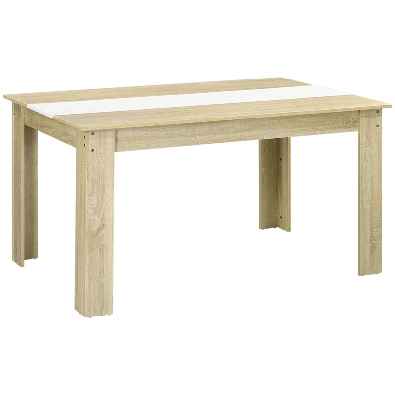 EasyComfort Tavolo da Pranzo Moderno per 6 Persone max, in Truciolato, 140x89.5x75 cm, Bianco e color Rovere