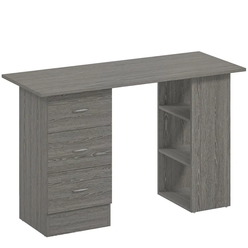 Scrivania Moderna con 3 Cassetti e 3 Ripiani per Camera e Ufficio, in Legno, 120x49x72 cm, Grigio