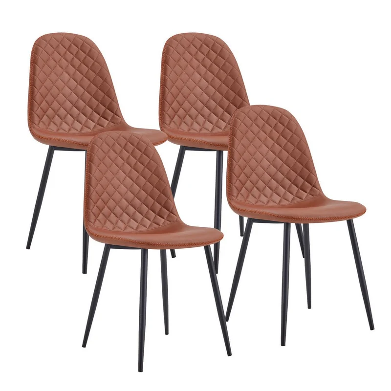 Set 4 Sedie 43x42x86 cm in Similpelle Trapuntata Bella Marrone Seconda Scelta