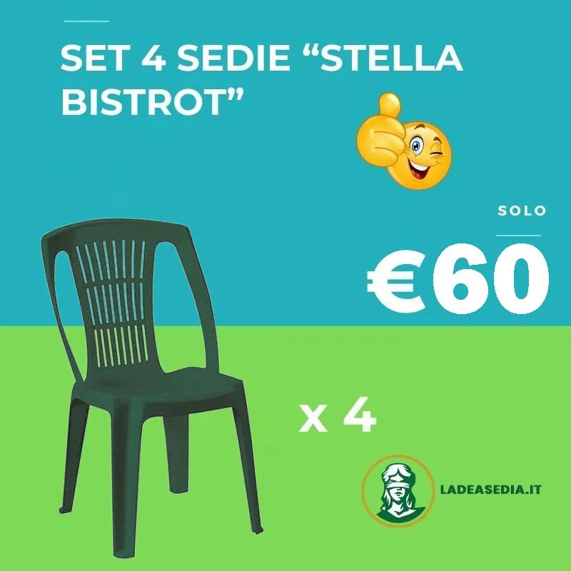 Sedia Stella Bistrot in Resina verdi - Set 4 Sedie - Arredo Esterno