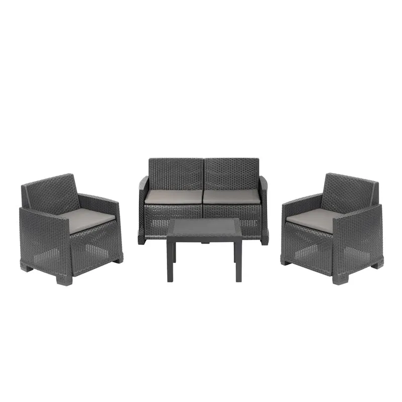 Set Salottino Iseo Antracite 4 posti con cuscini – Arredo Esterno