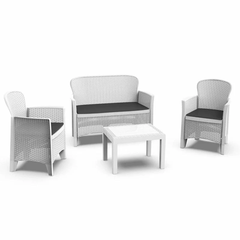 Set Salottino Jungle bianco 4 posti con cuscini – Arredo Esterno