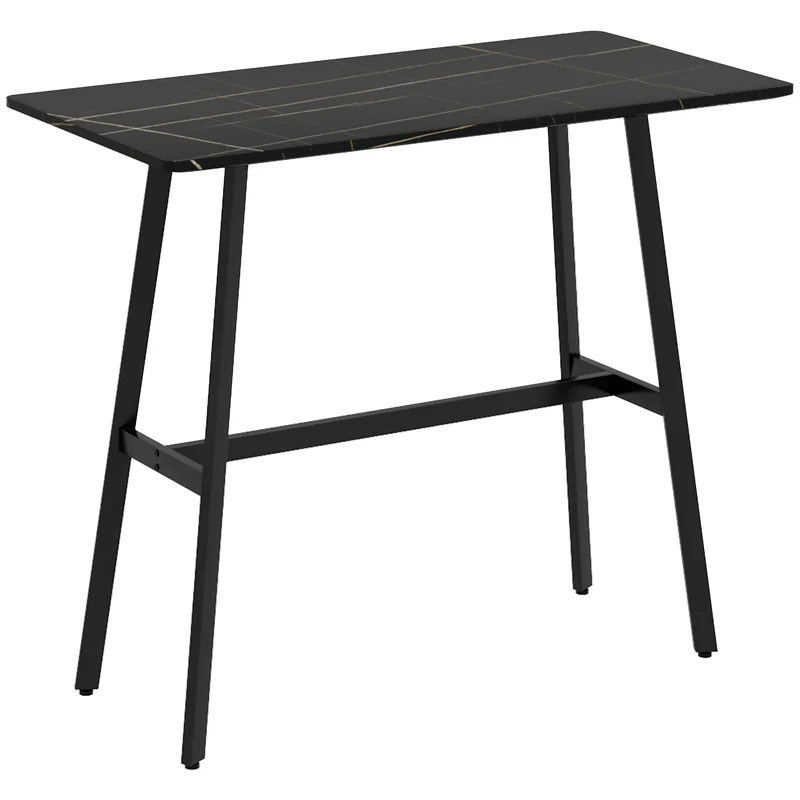 Easycomfort Tavolo da Bar Rettangolare per 4 Persone in MDF e Metallo, 118x58x98 cm, Nero