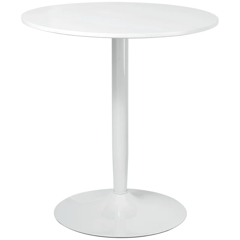 Easycomfort Tavolo Rotondo Moderno per 2 Persone in MDF e Acciaio , Ø70x75cm, Bianco