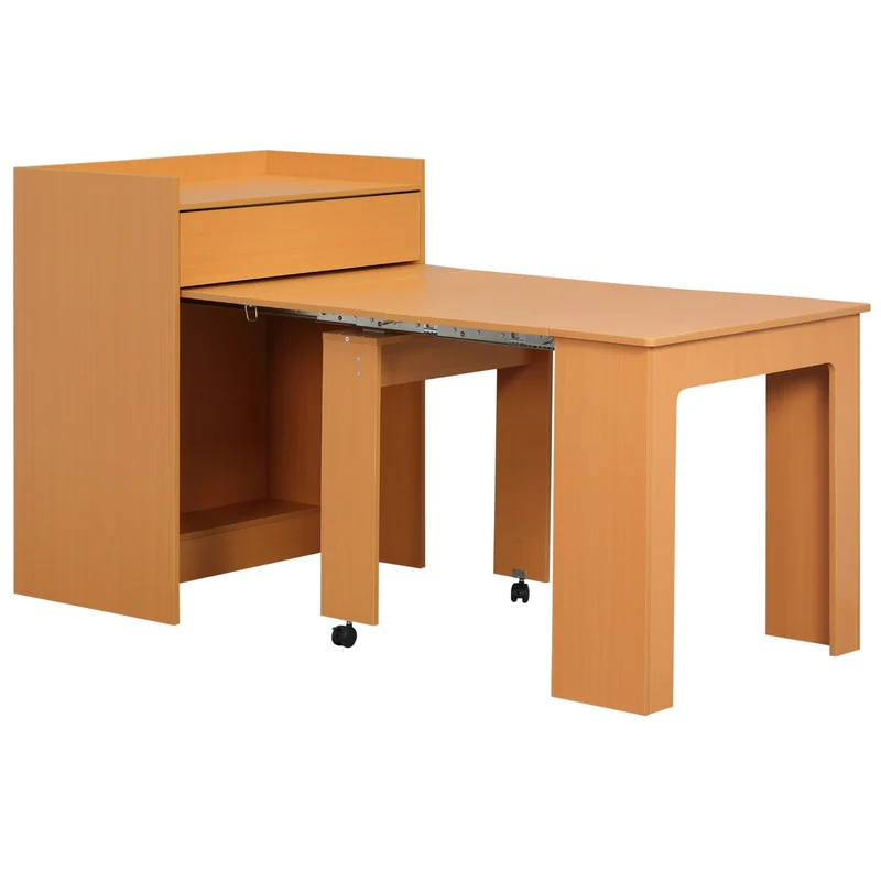 Easycomfort Tavolo Pieghevole da Pranzo max 5 Persone in Truciolato e Acciaio, 84x180x100 cm, color Legno