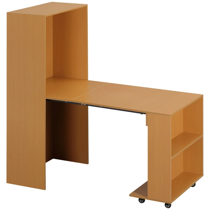 Easycomfort Tavolo Pieghevole da Pranzo max 3 Persone, in Truciolato e Acciaio, 75x144x144.5 cm, color Legno