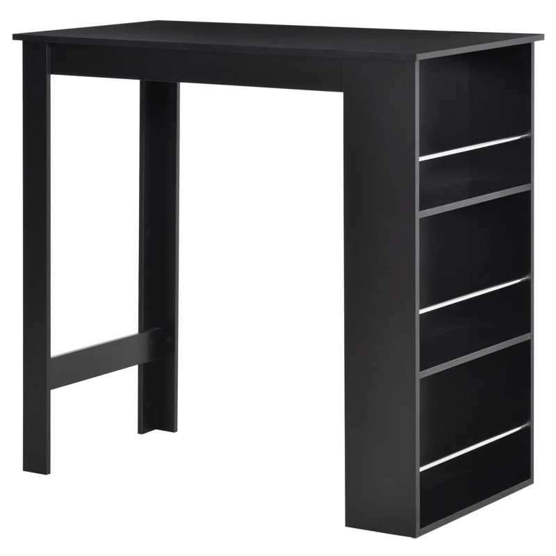 Easycomfort Bancone da Cucina Tavolo Alto con 3 Mensole in Legno, Tavolo da Bar Cucina Arredamento Moderno Casa e Bar, 112x57x106cm, Nero