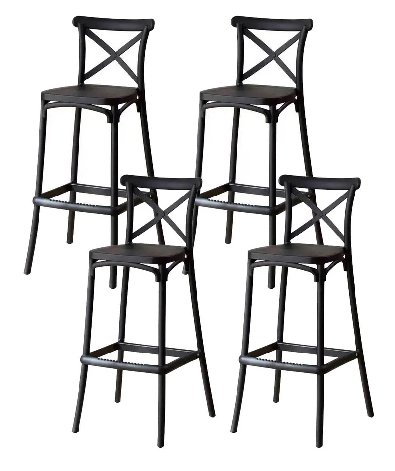 Set 4 Sgabelli 40x36x91 cm in Polipropilene Pompei Nero Seconda Scelta