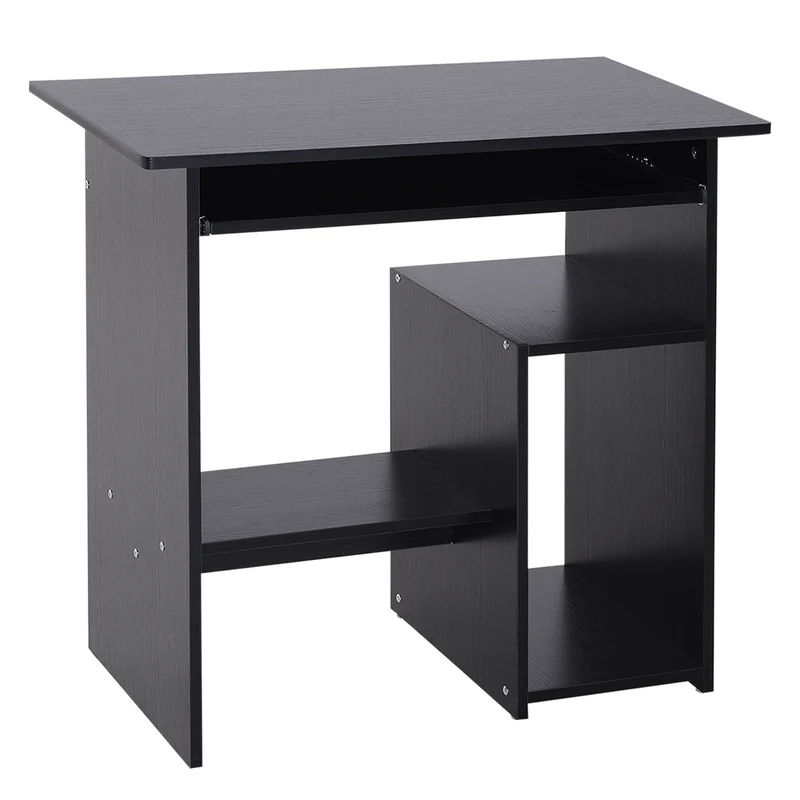 EasyComfort Scrivania PC Moderna in Legno con Ripiano per CPU e Spazio per Tastiera Estraibile, 80x45x75 cm, Nero