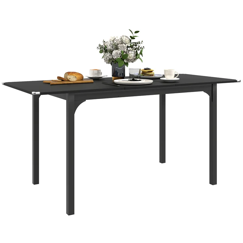 EasyComfort Tavolo Allungabile 4-6 Posti Espandibile da 120-160 cm con Gambe in Acciaio, Nero