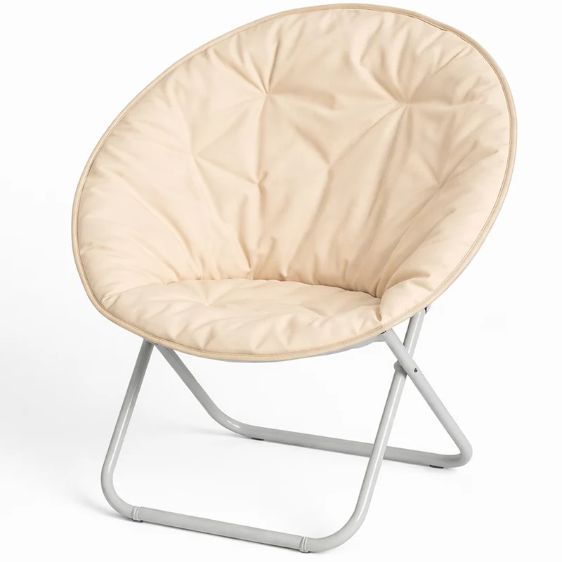 Poltrona Relax Ergonomica Pieghevole Salvaspazio Moon 60x78x78 cm Sedia Regista Imbottita Beige
