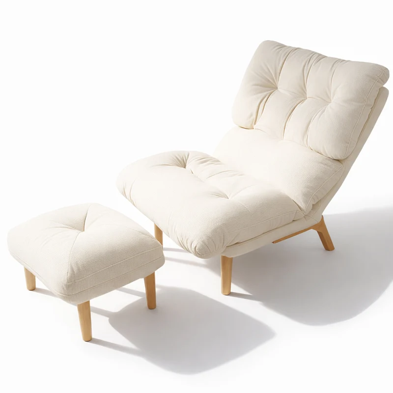 Poltrona Reclinabile con Poggiapiedi Imbottitura Alta Densità Seduta Ergonomica Beige