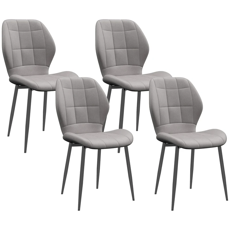 EasyComfort Set di 4 Sedie da Pranzo Moderne per Cucina e Soggiorno con Rivestimento in Flanella, Grigio