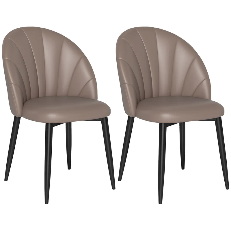 EasyComfort Set 2 Sedie Moderne per Cucina e Soggiorno da Pranzo con schienale a conchiglia e cuciture decorative, 52x54x79cm, Marrone