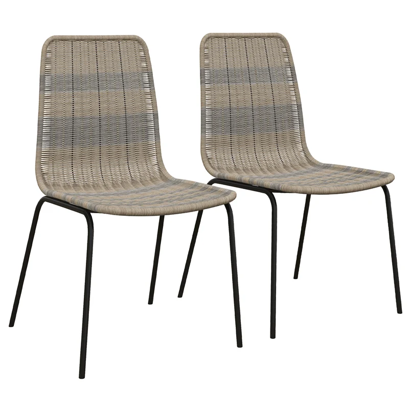 EasyComfort Set 2 Sedie da Giardino e Interno Stile Boho con Schienale Basso e Rivestimento in Rattan PE, Giallo
