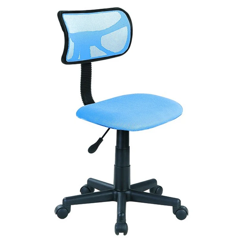 Sedia Girevole 5 Ruote per Ufficio Cameretta con Schienale Ergonomico in Tessuto a Rete Azzurro