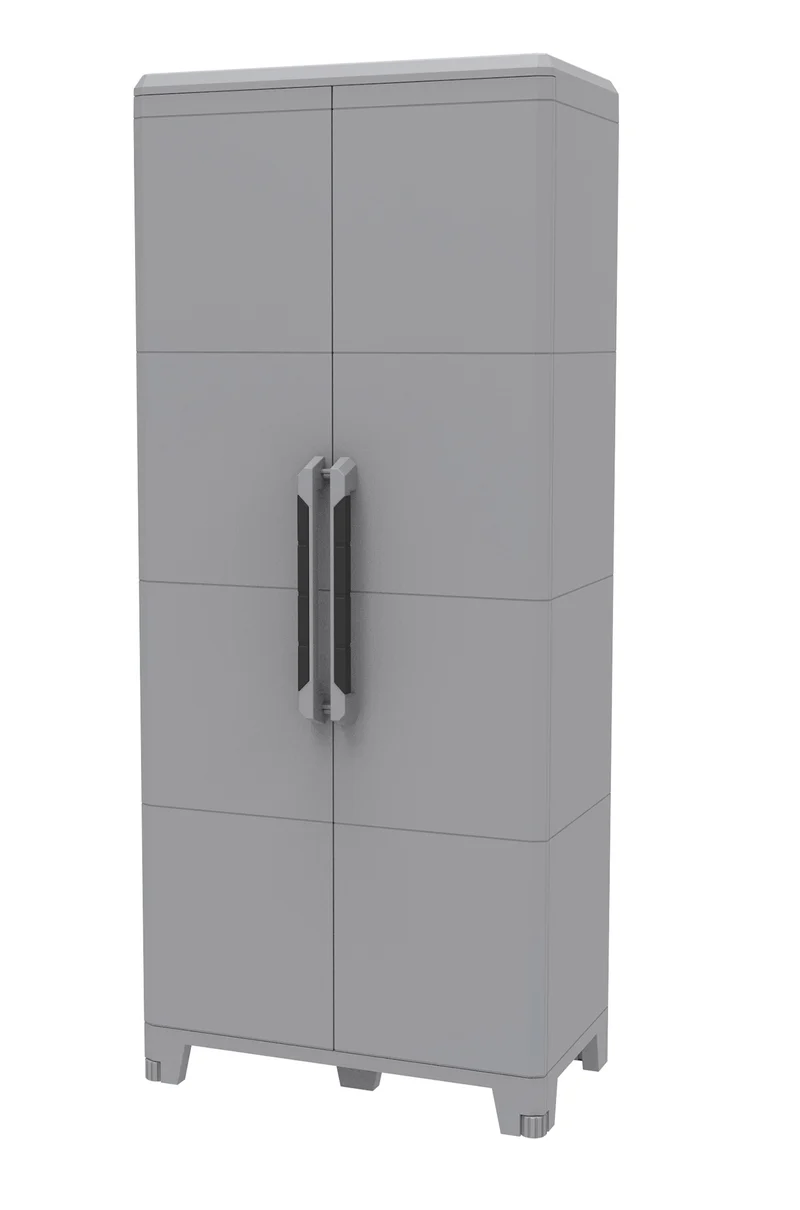 Armadio Portascope Modulare da Esterno 78x43,6x184,4 cm 2 Ante 3 Ripiani in Polipropilene Transforming Grigio e Nero Seconda Scelta