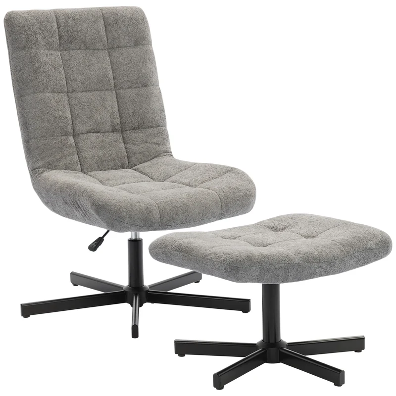 Poltrona Reclinabile su 4 Livelli 66x80x93-104 cm Effetto Velluto con Poggiapiedi Indipendente Grigio